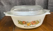 Vintage White Glass Fire King Petite Potager Individual Covered Casserole Dish