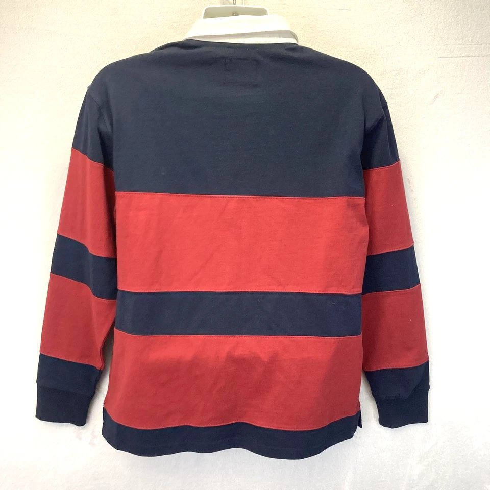 Camisa de Rugby Antigua Azul Marino Para Hombre Mediana Azul Rojo Rayas Manga Larga Cuello en Contraste Foto 2 de 4