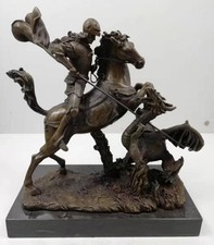 St George Slaying the Dragon - Large Bronze Sculpture on Marble Base - H 30cm