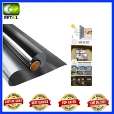 Elegant Black-Silver Privacy Film for Home & Office - 90% UV Block, 17.5" x 6.5"