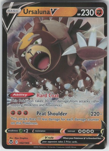 Ursaluna V 102/195 Holo Ultra Rare Silver Tempest Pokemon Near Mint
