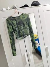 Unbranded Women's Y2k Jean Paul Gaultier Save The Queen Style Mesh Crop Top S-M