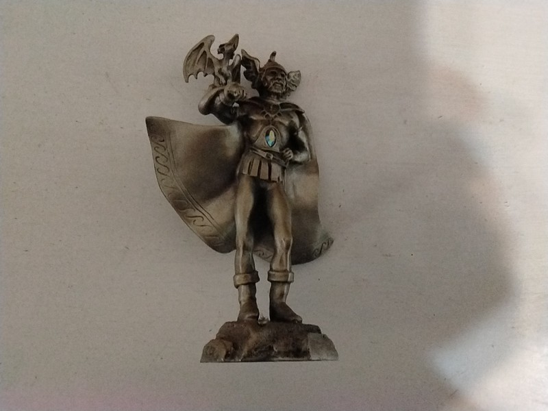 Vintage #3905  Hudson Pewter statue Jeweled Dragon Master Figurine