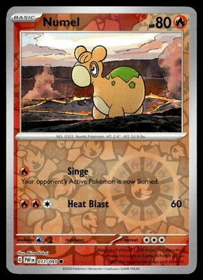 Numel 011/091 Common Paldean Fates Pokemon Reverse Holo NM Englisch