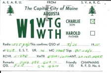 QSL 1955 Augusta Maine radio card