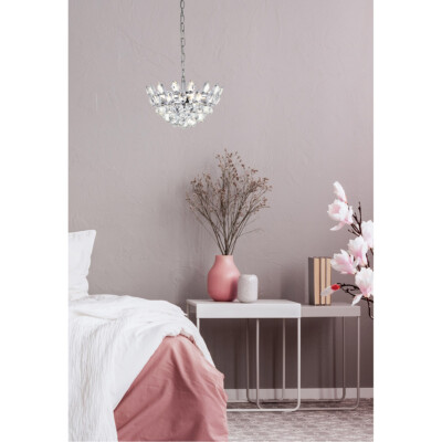 Ceiling Pendant Light Modern Elegant Chandelier Crystal Chrome Fixture Lighting