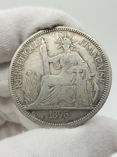 Indochine1 Piastre 1895 A Silver Coin 90% Indochina France French Round Bullion - Picture 3 of 4