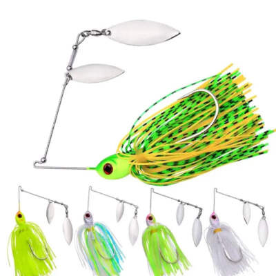 Bearded Fishing Lures 14g Spinner Bait Buzzbait Tackle 3D Eyes Rubber Jig Lure W