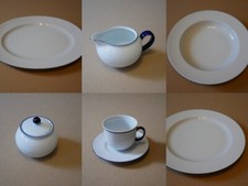 TCM Tchibo blauer Rand Kobalt - Suppenteller Speiseteller Kaffeetasse Zuckerdose