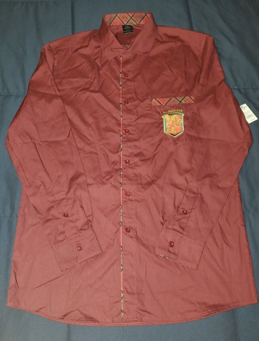Wizarding World Gryffindor Harry Potter Long Sleeve Button Down Dress Shirt M Wizarding World Gryffindor Harry Potter Long Sleeve Button Down Dress Shirt M