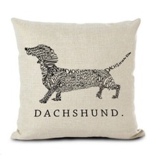 Dachshund Throw Pillow Cover. Nice Size. Hidden Zipper 18"x18" NEW