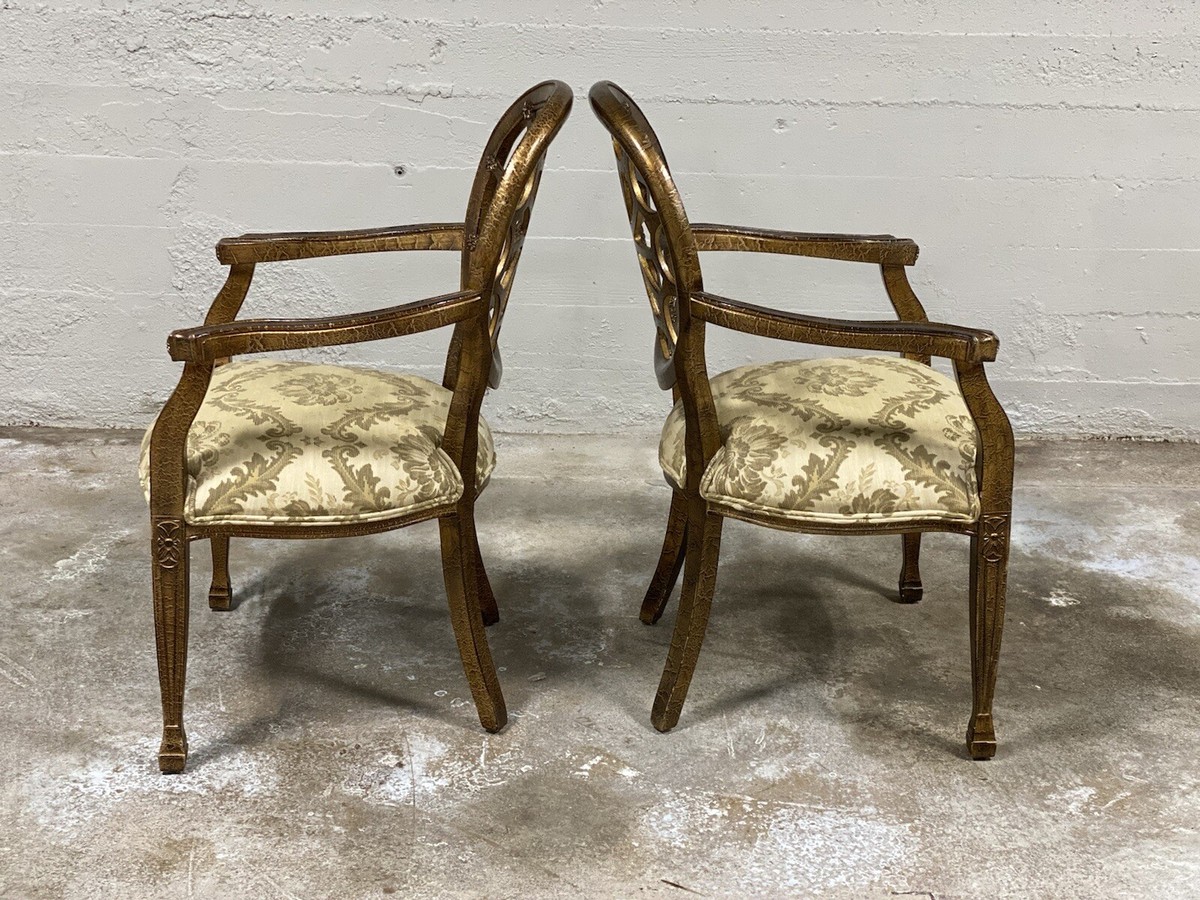 Quality Hepplewhite Style Crackle Painted Spider Back Armchairs | eBay