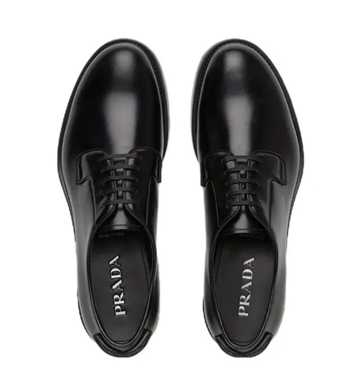 Prada Brushed leather derby shoes Triangle logo heel size 11 | eBay