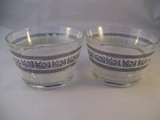 Vintage Jeannette Glass Patrician Set of 2 Flat Sherbet Bowls Cups Greek Key USA