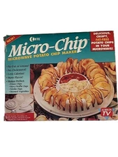 K-Tel Micro-Chip Microwave Potato Chip Maker 2 Mandoline Cutters & Steamer F28