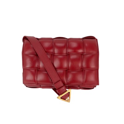 Bottega Veneta Red Nappa Maxi Intreccio Padded Cassette