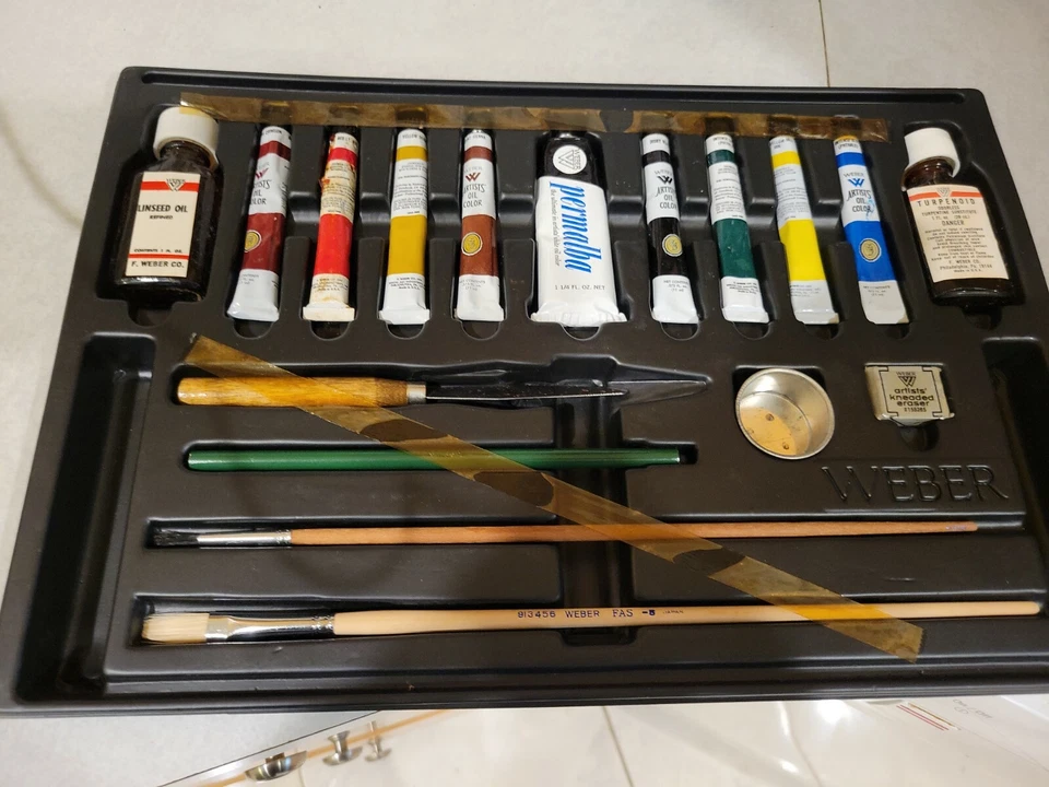 VINTAGE/RARE USED WEBER  OIL  PAINTING SET VG CONDITION — 第 3/4 张图片