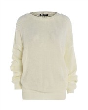 New Ladies  Knitted Over size Fisherman Baggy Jumper Chunky Long Sweater TOP UK