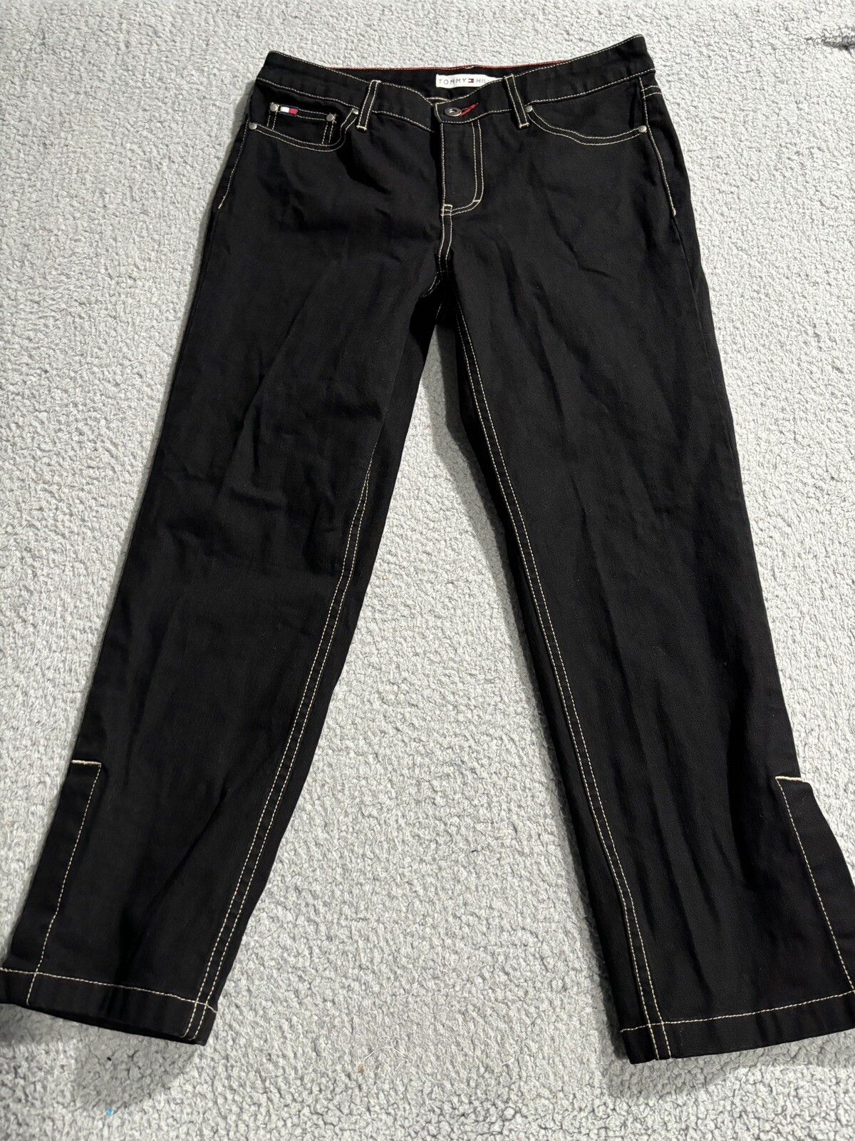 Tommy Hilfiger Womens Capri Pants Black Denim Sz 4 29"x24"