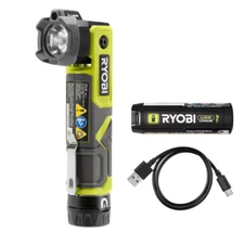 USB Lithium Cordless Pivoting 625 Lumens Rechargeable Head Flashlight Kit with 2