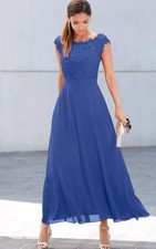 FREEMANS Lace Yoke Dress in Sapphire UK 28 Plus (fm156-39)