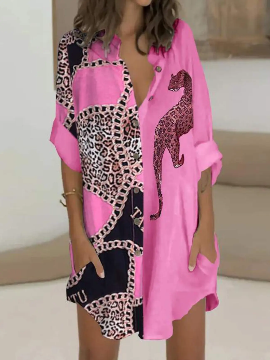 Oversize Leopard Womens Shirt Dress Black, White & Pink Xl-3X | eBay