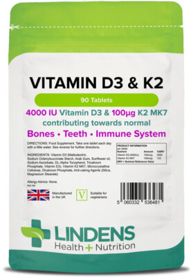 Lindens Vitamin D3 4000IE & K2 MK7 100mcg 2-PACK 180 Tabletten