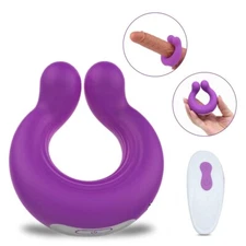 Remote Control Vibrating Penis Cock Ring Clit Nipple Vibrator Couple Sex Toys