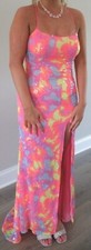 Women's Size 4 Clarisse Tie Dyed Sequin Pink Yellow Blue Prom Dress