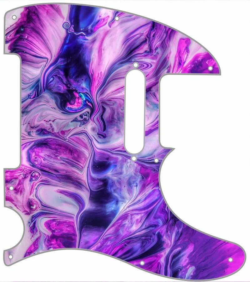 Telecaster Pickguard Pick Guard Custom Fender 8 hole Tele Guitar Abstract Purple