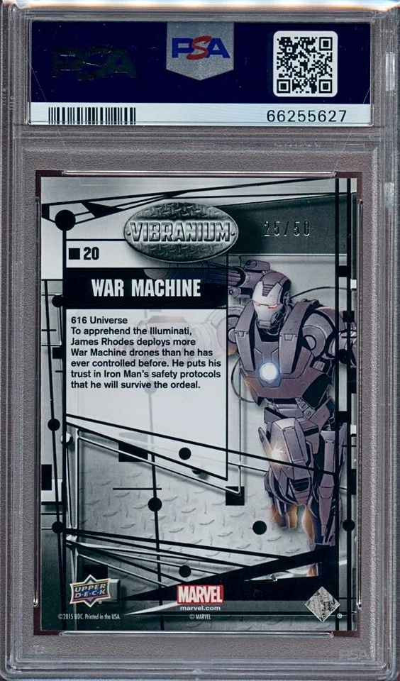 2015 UD Marvel Vibranium Radiance /50 #20 War Machine PSA 9 🔥RARE🔥 - Image 2 of 2