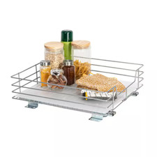 15 In. W 1-Shelf Nickel Sliding with Mounting Hardware Pantry Organizer