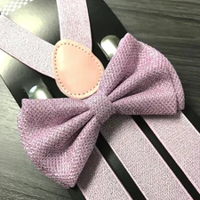 Pink Glitter Suspenders and Bow Tie Matching Set Wedding Tuxedo Prom Adult