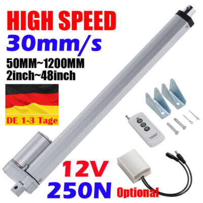 12V Linearantrieb Elektrisch Linear Actuator 250N 50-1200mm Hohe Geschwindigkeit