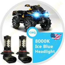 2PC Ice Blue LED Headlight Bulb High Power For Can-Am Renegade 1000 500 800 800R
