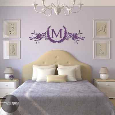 Single Letter Vine Monogram Vinyl Wall Decal Sticker
