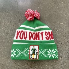 Elf Christmas green and red pom-pom stocking hat