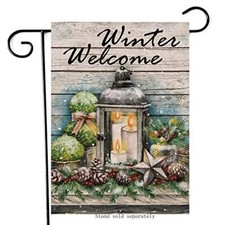 Winter Welcome Decorative Garden Flag Candle Garden Flag 12'' x 18'' 