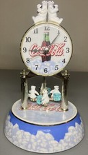 Coca-Cola Polar Bear Anniversary Dome Clock with Skating Bears — listing 5