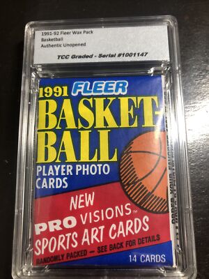 1991-92 Fleer Basketball Wax Pack Certified Authentic Unopened And Encapsulated