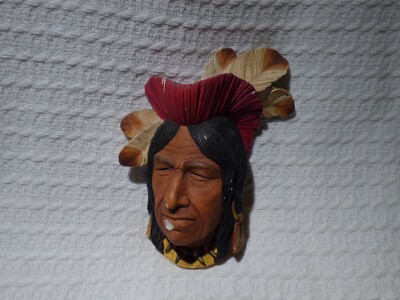 Vintage Bossons Chalkware Wandrelief Kopf - Tecumseh Indianer Indianer