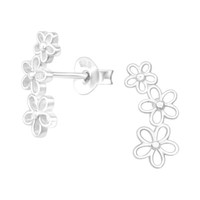 1 Paar Ohrringe Ohrstecker 925 Sterling Silber Dreifache Blume