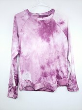 Hello Mello Dyes The Limit Tie Dye Lounge Top S M Orchid Purple Stretch Crew