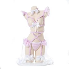 Womens Sexy Cosplay Lingerie Kawaii Anime Lolita Underwear Roleplay Outfit Pink