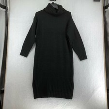 New Look Womens Petite Knit Roll Neck Long Sleeve Midi Black Sweater Dress Sz S