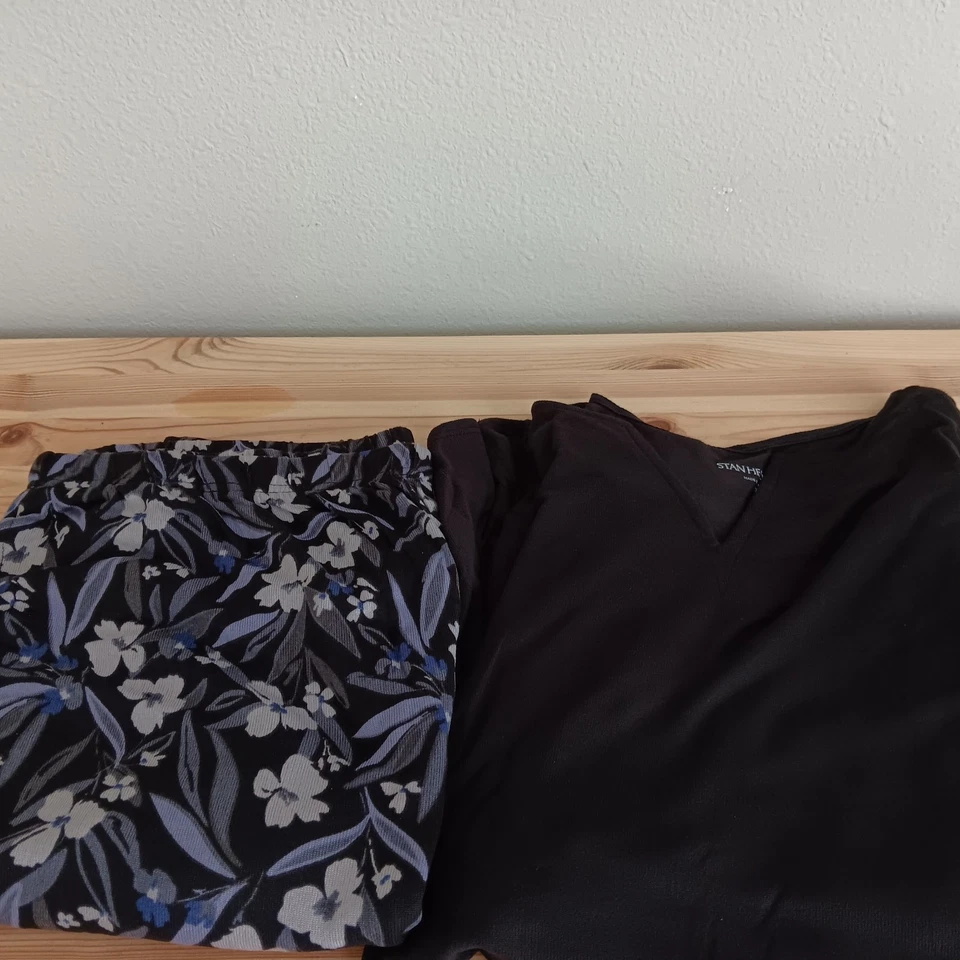 Conjunto de pijama tejido suéter cepillado Stan Herman - negro talla 1X a657367 Foto 2 de 4