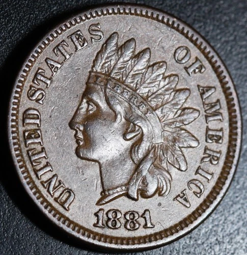 1881 INDIAN HEAD CENT - AU UNC - With LIBERTY & Near 4 DIAMONDS - AU UNC