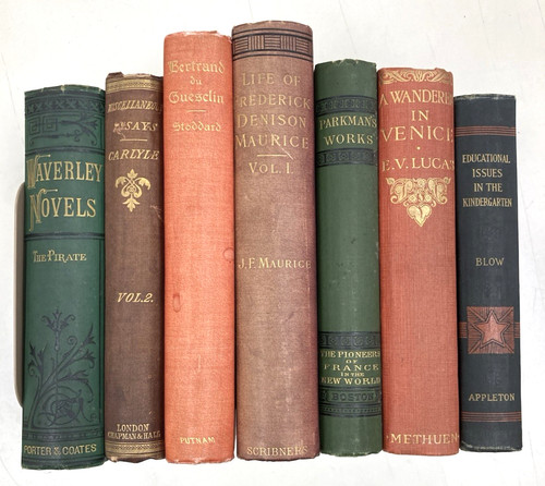 Lot of 7 Books Gilt Decorated Multicolor Staging Display Antique Old Victorian