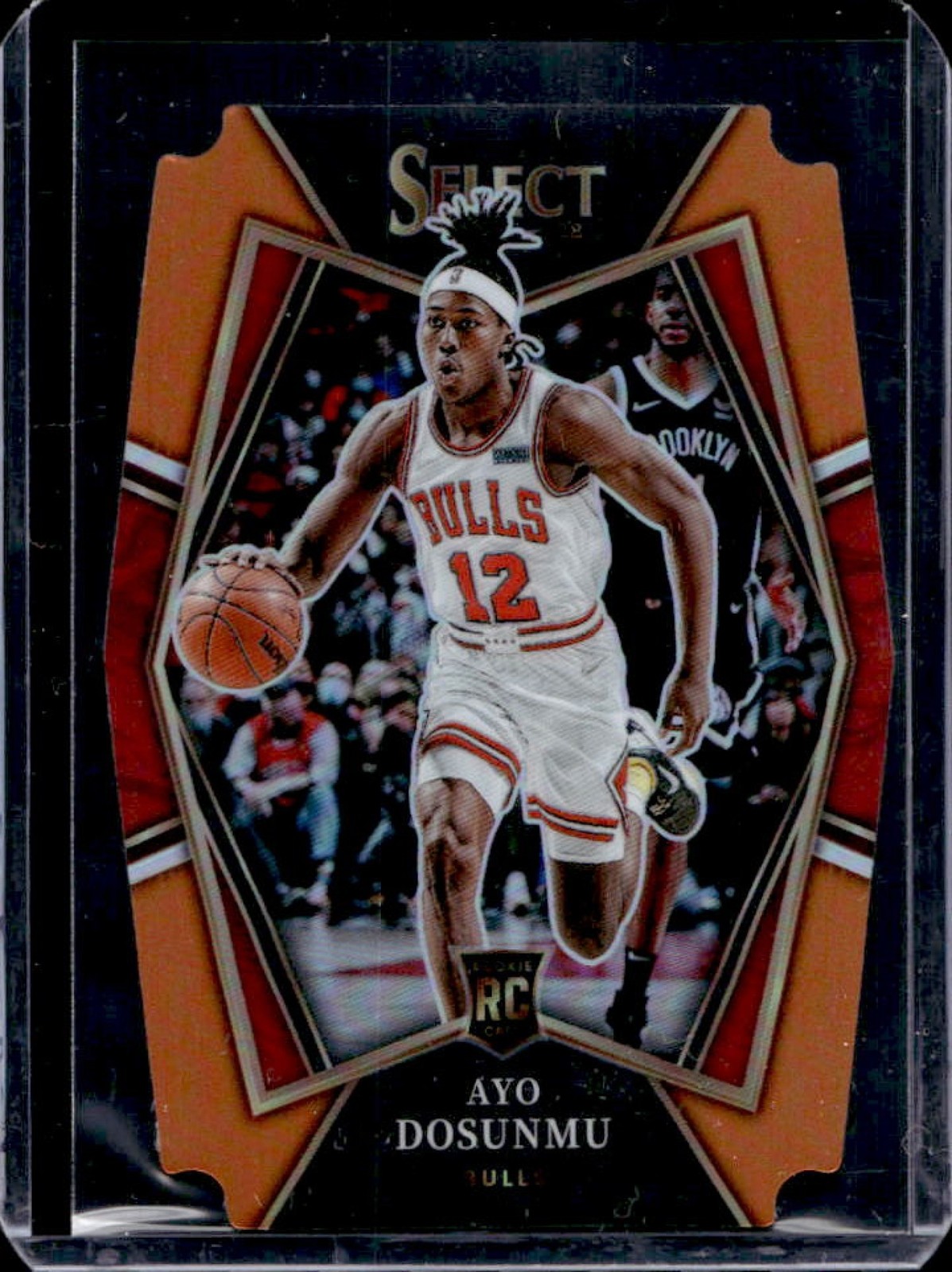 2021-22 Select Ayo Dosunmu RC Orange Prizm Die Cut Premier Level #22/65 Bulls