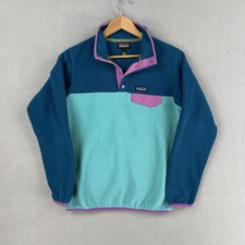 Patagonia Synchilla Fleece Pullover Womens Medium Blue Teal Snap-T Jacket
